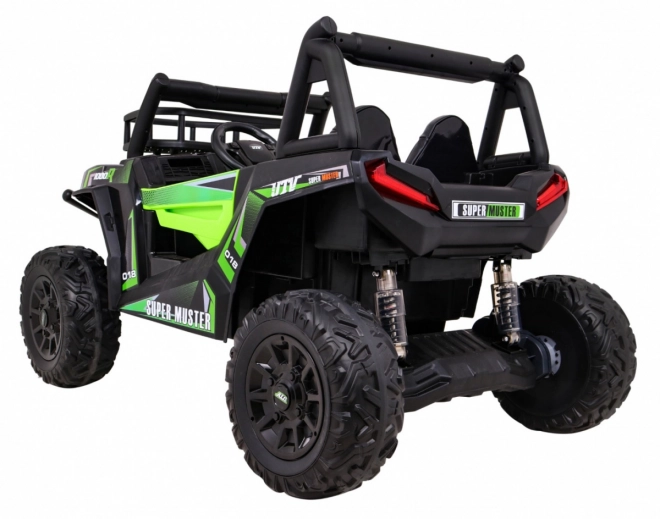 Buggy UTV Offroader für Kinder Grün + Fernbedienung + Gepäckträger + langsamer Start + EVA + MP3 LED