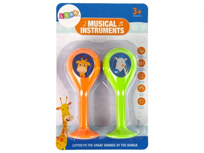 Set Mit Zwei Rasseln Maracas Tiere