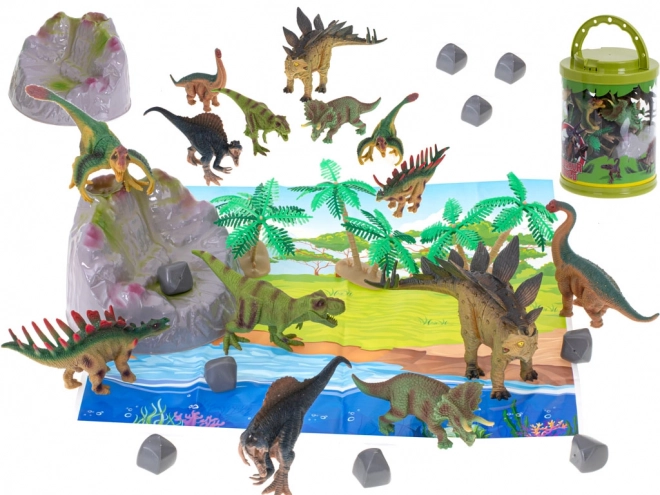 Dinosaurier Spielset mit Figuren, Matte und Zubehör