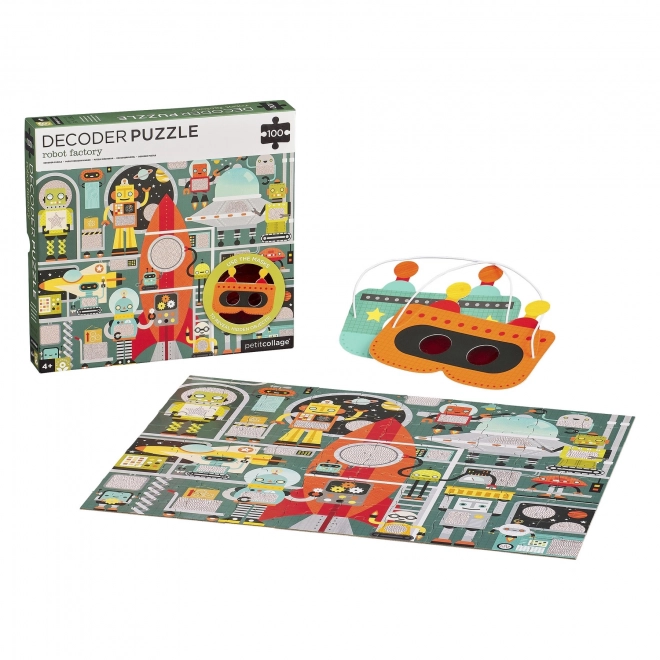 Puzzle Roboter mit 3D-Brillen von Petit Collage