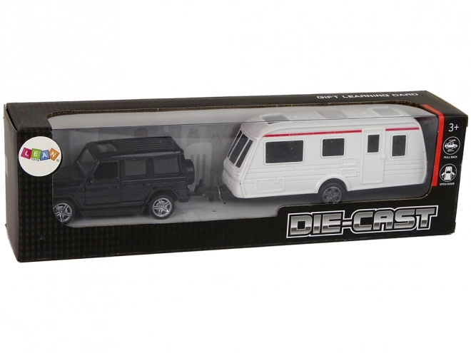 Jeep-Spielset mit Campinganhänger und Metallelementen