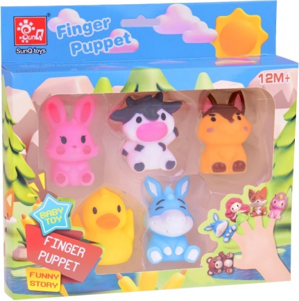 Gummi-Fingerpuppen Bauernhof-Tiere - Set mit 5 Figuren