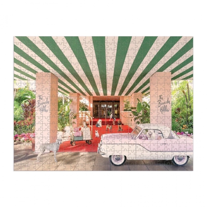 Galison Puzzle: Hunde im Beverly Hills Hotel, doppelseitig, 500 Teile