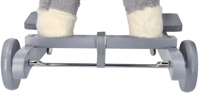 Plüsch-Schaukelpferd 2-in-1 mit Rollen – grau