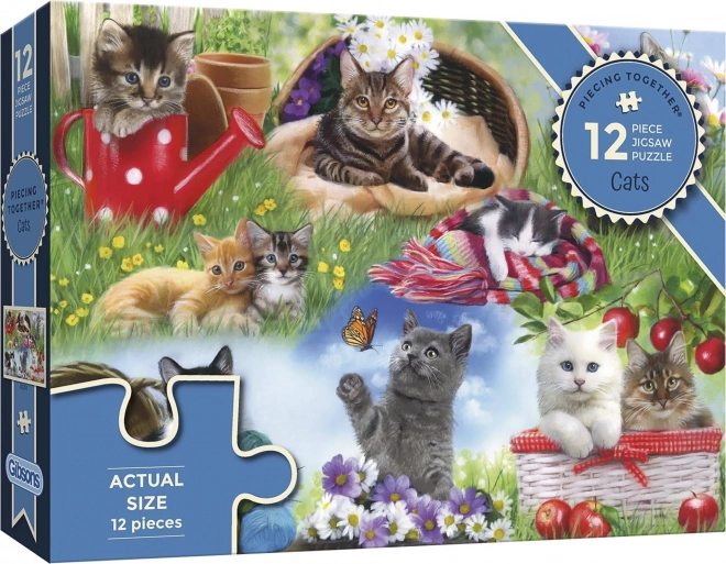 Puzzle Zusammenfügen: Katzen 12-teilig