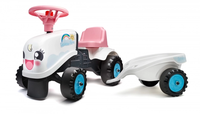Falk Traktor Rainbow mit Anhänger Weiß für Kleinkinder
