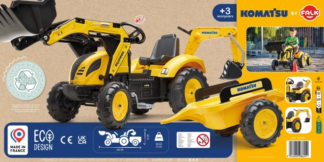 Trettraktor Komatsu mit vorderem und hinterem Löffel und Walze