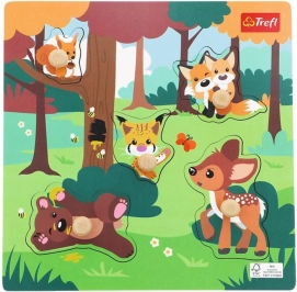 Holzpuzzle Waldtiere, 5 Teile