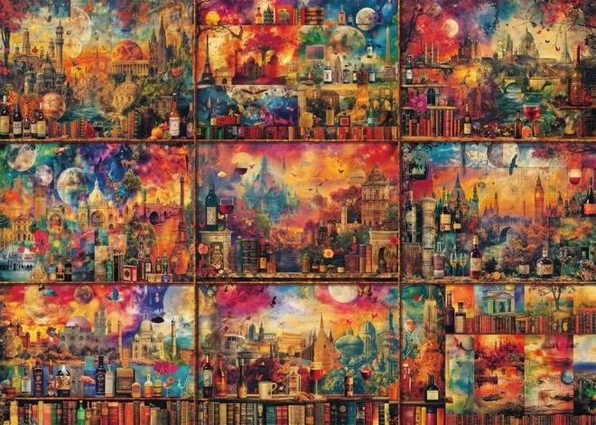 Puzzle Reisen mit Büchern und Wein 2000 Teile