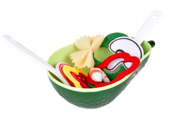 Salatmachenset Schüssel Avocado Gemüsebesteck
