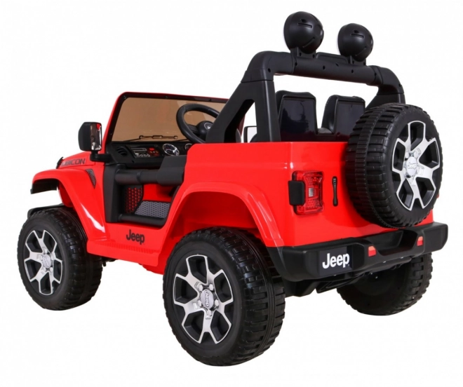 Jeep Wrangler Rubicon Batterie für Kinder Rot + Fernbedienung + MP3 LED Radio + EVA Räder