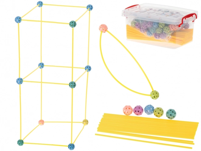 Kreatives Baukasten Set mit Röhren und Steckkugeln - 320 Teile