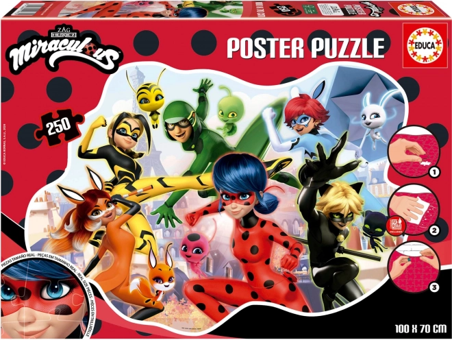 Poster Puzzle Miraculous Ladybug und Cat Noir 250 Teile