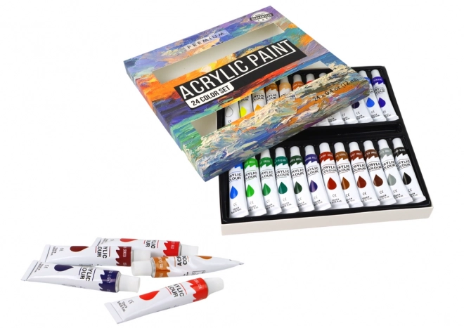 Künstlerisches Set mit Acrylfarben und Zubehör