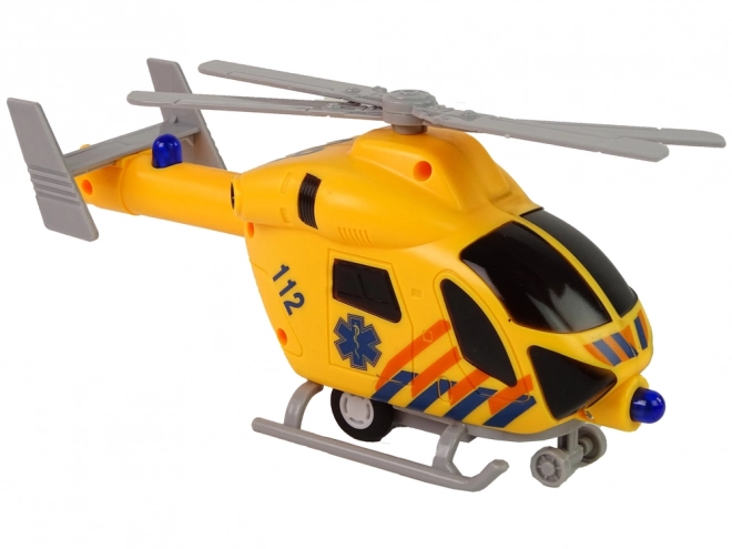 Rettungshelikopter Ambulanz Gelb mit Geräuschen und Lichtern