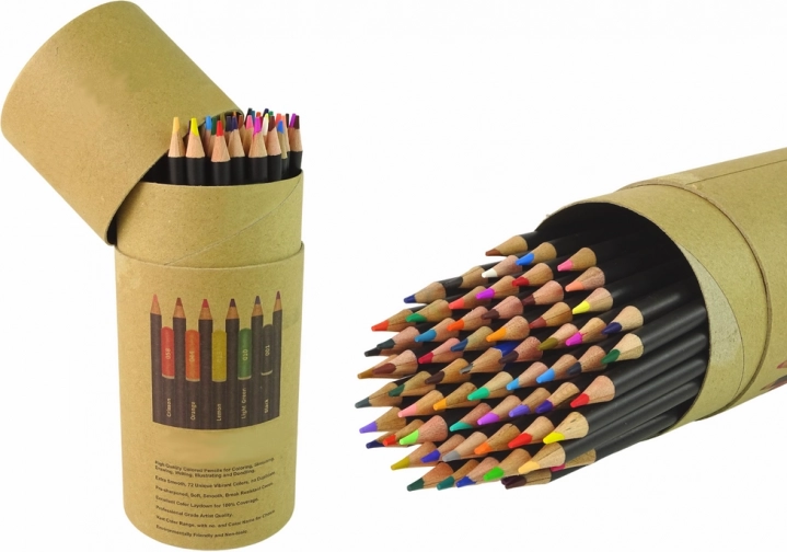 Set Buntstifte in Röhre mit Spitzer und Radiergummi 74 Stk.