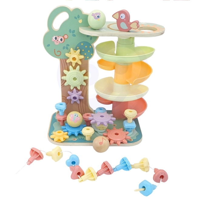 Aktivitätsspiel Baum Kugelbahn Montessori 4-in-1