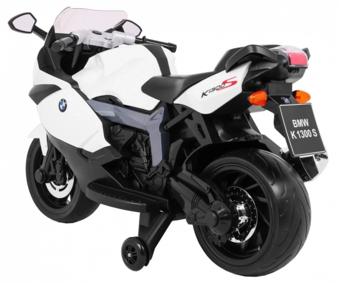 BMW K1300S Kinder Motorrad mit Batterie weiß + Stützräder + Geräusche Lichter + langsamer Start