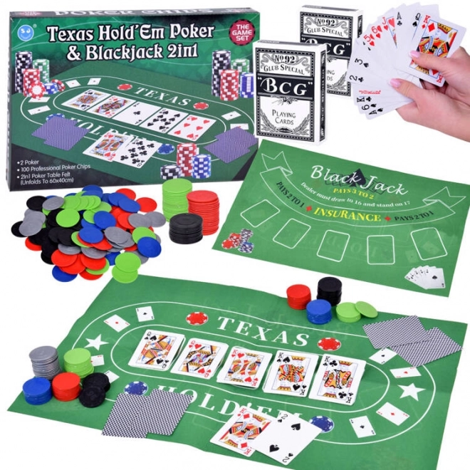 Doppelseitiges Kartenspiel-Set Poker und Blackjack