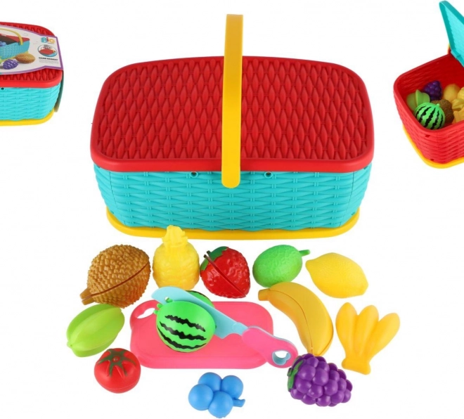 Picknickkorb für Kinder mit schneidbarem Obst und Gemüse