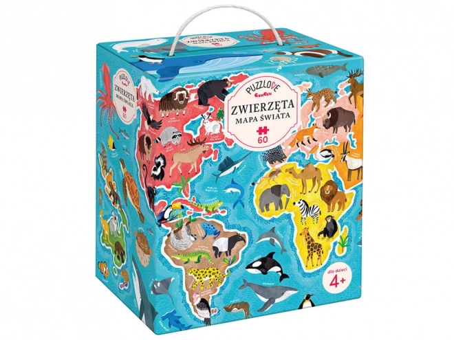 Puzzle 60 Teile Puzzlove - Weltkarte Tiere