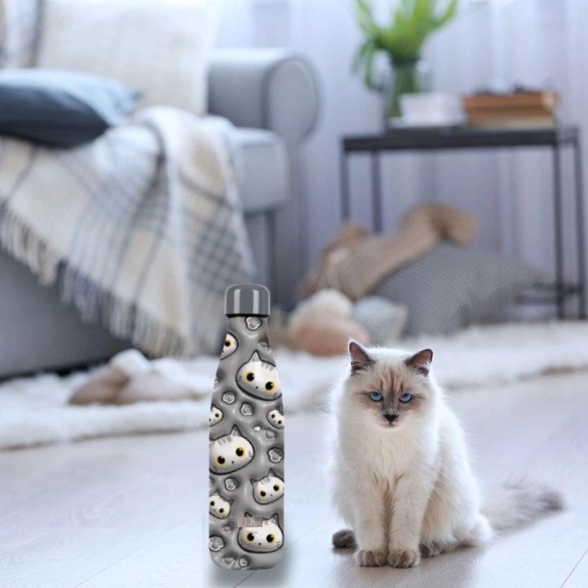 Thermos mit weißer Katze für langanhaltende Wärme