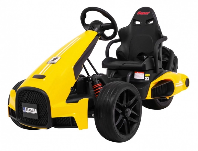 Kinder Gokart mit Akku Bolid XR-1 Gelb + verstellbarer Lenker + geformter Sitz