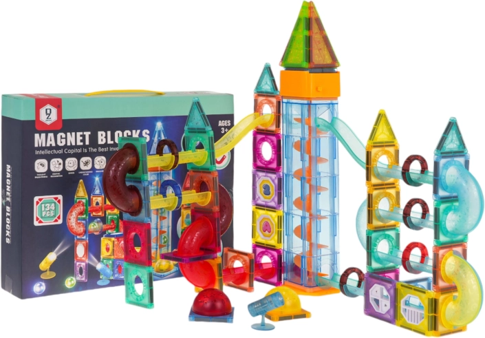Magnetische Konstruktionsspielzeug – Kugelbahn 134 Stück