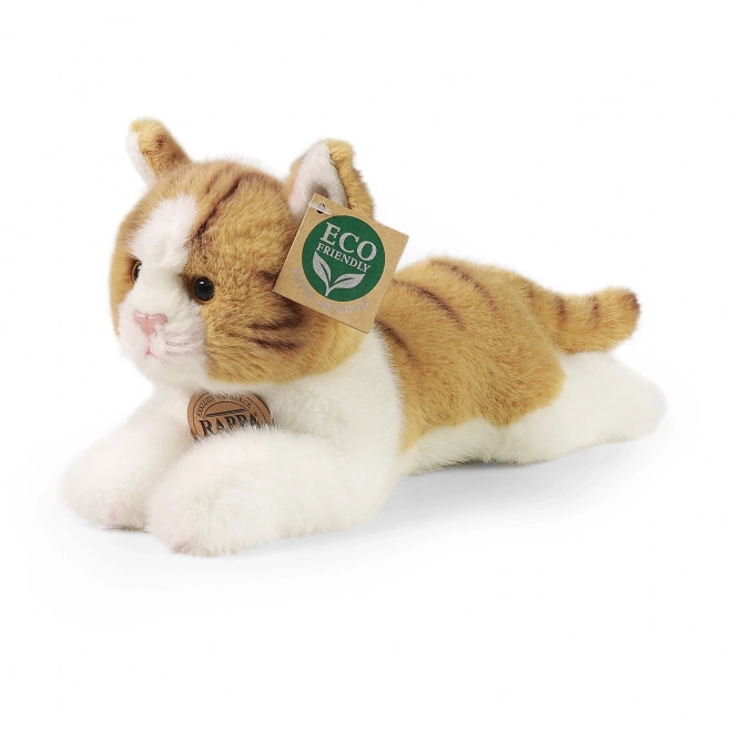 Plüschkatze liegend Braun-Weiß