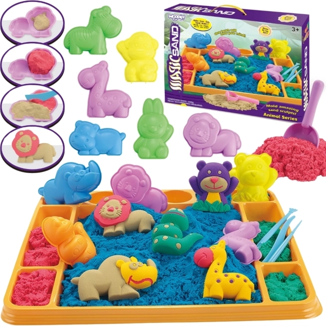 Woopie Magischer Sand Safari Abenteuer Set XL ZOO mit Tisch und Förmchen
