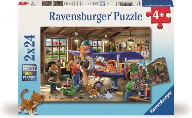 Ravensburger Puzzle - Werde Flugzeug- und Zugmechaniker