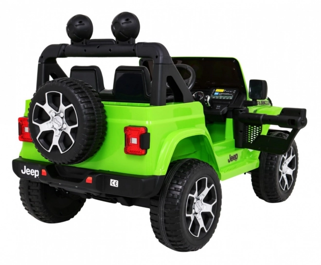 Jeep Wrangler Rubicon Batterie für Kinder Grün + Fernbedienung + MP3 LED Radio + EVA Räder