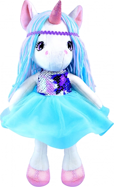 Plüsch-Puppe Einhorn 35 cm – blau