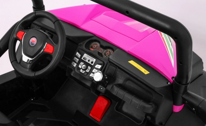 Kinder-Geländebuggy Grand Lift rosa + Allradantrieb + Fernbedienung + Gepäckträger + Radio MP3 + LED Leuchte