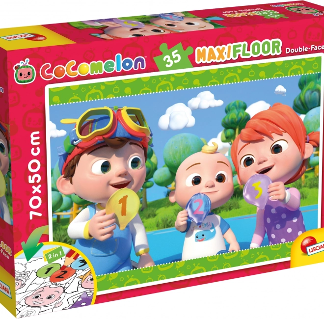 Beidseitiges Maxi‑Bodenpuzzle COCOMELON 2‑in‑1, 35 Teile, 70 × 50 cm
