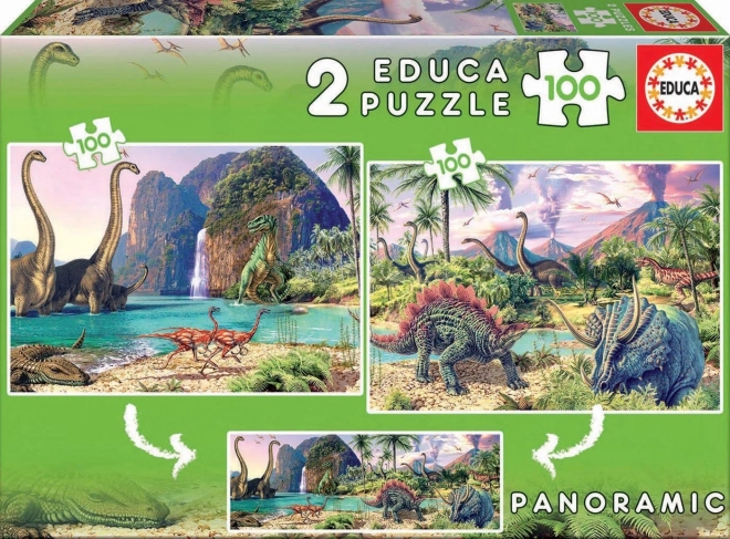 Panorama-Puzzle Dinosaurierwelt 2x100 Teile