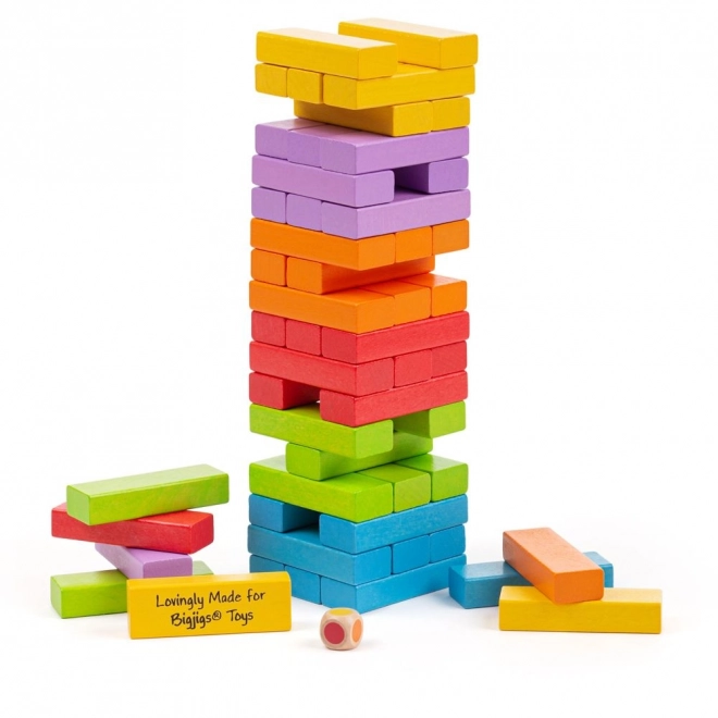 Bunte Jenga Holzspiel von Bigjigs Toys