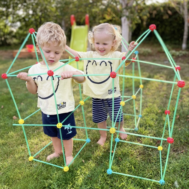 WOOPIE Große Konstruktions-Bausteine Zelt Set Strohhalme Röhren 128 Stk.