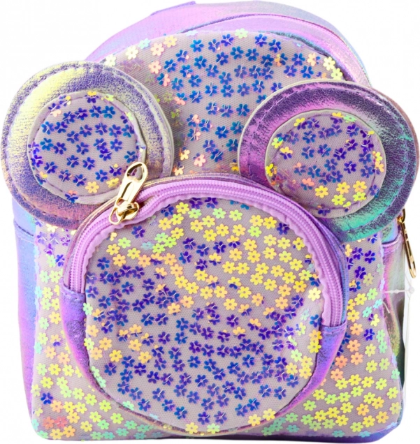 Kinder Rucksack mit Pailletten und Mausohren lila 22 cm 3L
