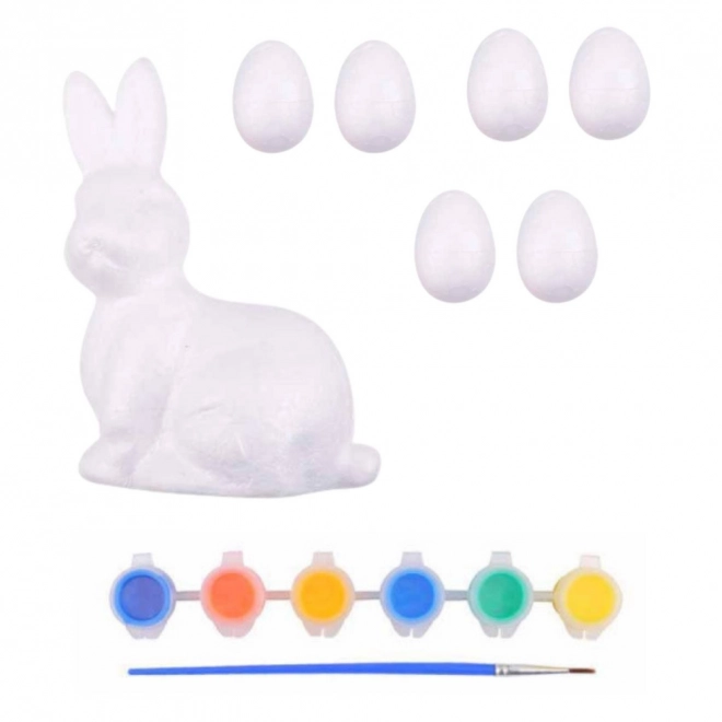 Oster-Set Styroporeier mit Hase Figuren und Farben
