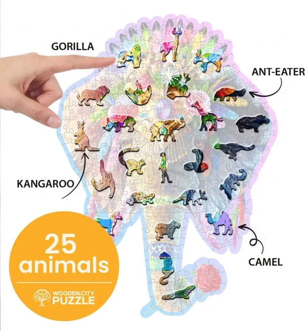 Eleganter Elefant Holzpuzzle