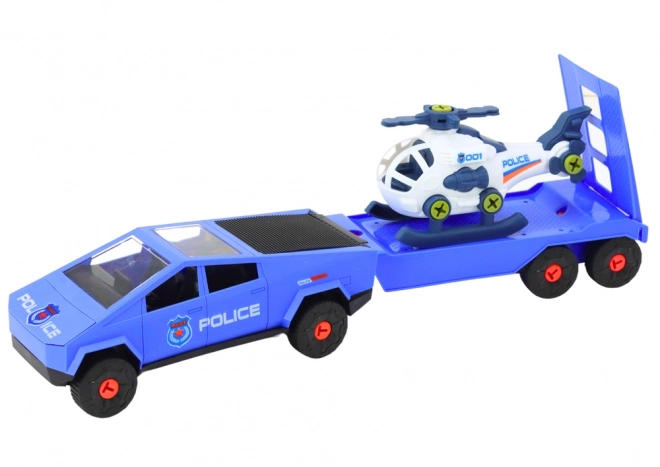 Modernes Auto- und Helikopter-DIY-Set Blau