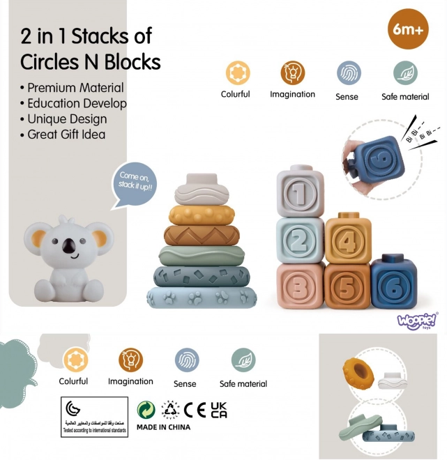 Woopie Baby Weiche Sensorik-Bausteine ​​Set 3-in-1 Bär