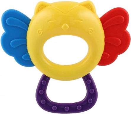 Rassel und Beißring Eule für Babys