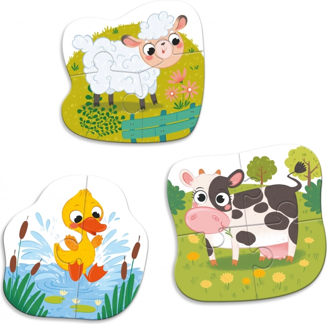 DODO Baby Puzzle Bauernhoftiere 3 in 1 Puzzle