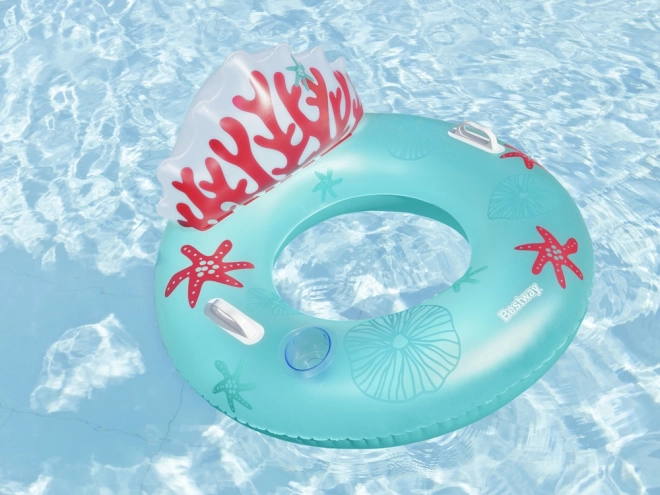 Bestway aufblasbarer Schwimmring mit Rückenlehne Korallenriff Design