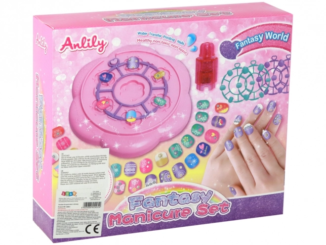 Nagelset für Kinder mit Rosa Tips, Aufklebern und Strasssteinen