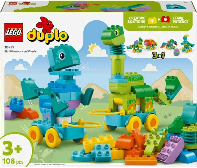 LEGO DUPLO 3 in 1 Baukasten: Dinosaurier auf Rädern