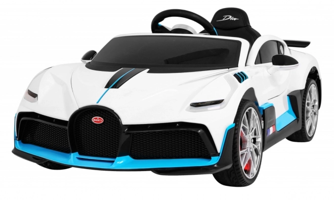 Bugatti Divo Elektrisches Kinderauto weiß + Fernbedienung + EVA + Langsamer Start + LED MP3