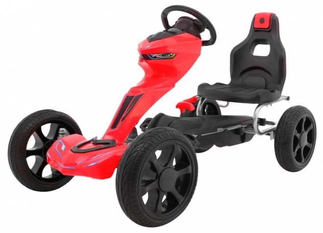 Grand Ride Tret-Gokart für Kinder 3+ Rot + EVA Räder + Verstellbarer Sitz + Handbremse